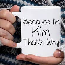 KOCDAM ,1pc, 11oz, BECOOLBEYOU White Ceramic Coffee Mug - "Because I'm Kim That's Why" Insulated Travel Mug Reusable And Hand-Wash Only - Perfect Gift For Coffee Lovers Men And Women Coffee Cup - 白色 - 查看 7