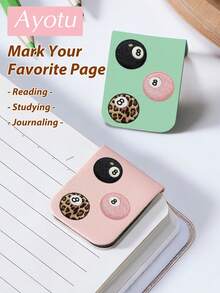 Ayotu Lucky Pool Shot Bookmark, Personalized Magnetic Bookmark,Dinosaur PU Leather,Stylish Design, Ideal For Reading, Journaling And DIY Crafts, Unique Stationery Decor For Book Lovers, Perfect For Middle School, High School, College And Art Students. - Multicolor - View 3