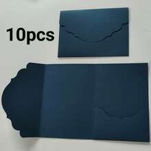 10pcs Tri-Fold Pocket Wedding Invitation Cards With Envelopes, Minimalist Style Suitable For Engagement, Baptism, DIY Invitations, Size 5*7 Inches, Pocket Invitations, Christmas Cards - 10Pcs - View 12