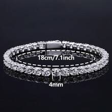 2mm-5mm 100% 莫桑石網球手鍊 925 純銀鍍白金 通過鑽石檢測儀檢測附 GRA 證書 女款禮物珠寶 - 白色 - 查看 46