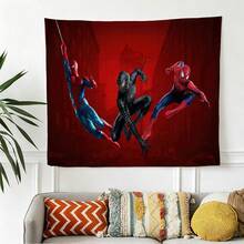 1pcs M Arvel Superhero Series S Pider-Man Theme Tapestry, Superhero Patter Wall Hanging Fabric Poster Cool Comic Art Background Blanket, Modern Home Fashion Decor, For Living Room Bedroom College Dorm Game Room Home Decor Fans Gift - 彩色 - 查看 5