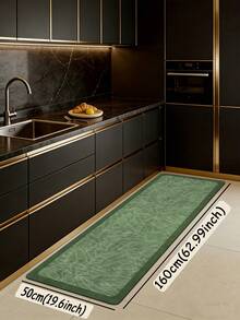 1pc Soft Rubber Absorbent Kitchen Rug, 3.5mm Thick Absorbent Mat Large Or Small Size, Deep Green Line Drawing Banana Leaf Diatom Mud Floor Mat, Low Saturation Deep Green Base With White Line Drawing Banana Leaf, Intertwined And Spreading Branches And Leaves, Textured Feel, Relaxing And Healing Atmosphere, Suitable For Kitchen Mat, Living Room Mat, Bedroom Mat, Children's Room Floor Mat, Mouse Pad, Bathroom Mat - Multicolor - View 16