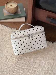 Simple And High-End Casual Versatile Fashionable And Personalized Polka Dot Handbag With Detachable Shoulder Strap Design, Suitable For Commuting - White - View 11