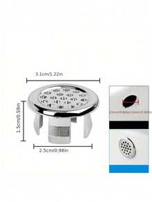 4pcs/2pcs Plastic Bathroom Kitchen Sink Overflow Cap Ring Insert Replacement Parts, Plated Hole Round Drain Cover, Sink Accessories - Silver - View 8