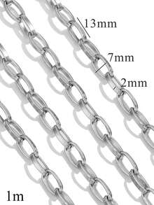 1m 304 Stainless Steel Hip-Hop Style Heart, Oval And Other Chain Necklace And Bracelet, DIY Jewelry Making, Suitable For Daily Wear - Chain - View 11