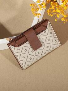 Vintage Solid Color Short Wallet, Portable Bifold Coin Purse, Women's Credit Card Holder - White - View 2