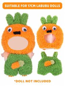 17cm Compatible With 1st, 2nd, 3rd Generation Forlabubu Doll Carrot Theme Outfit Set, Orange & Green Plush Design, Fun Dress-Up Costume, Children's Birthday Gift (Doll Not Included) - Multicolor - View 1