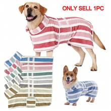 Peignoir de bain pour chien à séchage rapide, peignoir de serviette à rayures pour chien, peignoir de bain pour animaux de compagnie super absorbant avec sangle de ventre réglable, tissu doux - Multicolore - Voir 12