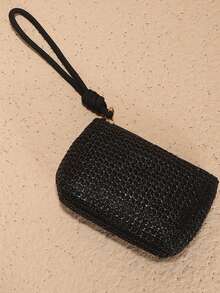 1/2/3/4 piezas Monedero de paja tejida para mujer, monedero pequeño portátil de mano con llavero, bolsa de almacenamiento para llaves y tarjetas, cartera pequeña de paja tejida, bolso de mano portátil, portallaves y portatarjetas, bolsa de almacenamiento colgante de mano, cartera para mujer, mini cartera, cartera de muñeca, monedero - Multicolor - Ver 15
