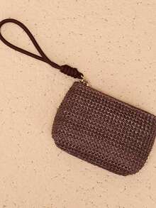 1/2/3/4 piezas Monedero de paja tejida para mujer, monedero pequeño portátil de mano con llavero, bolsa de almacenamiento para llaves y tarjetas, cartera pequeña de paja tejida, bolso de mano portátil, portallaves y portatarjetas, bolsa de almacenamiento colgante de mano, cartera para mujer, mini cartera, cartera de muñeca, monedero - Multicolor - Ver 32
