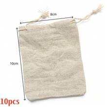 5, 10pcs/paquete Bolsas de lino fino con cordón, Bolsas de lino duraderas con cordón, Múltiples tamaños y modelos, Bolsas de almacenamiento de lona para joyas, piezas pequeñas sueltas, cuentas DIY, piezas pequeñas hechas a mano - Café integral - Ver 7