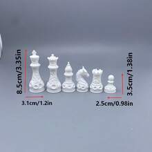 16pcs 3D Printed Plastic Gothic Revival Black & White Chess Set | Sci-Fi Celtic Woven Art Dragon Pattern - Matte Polymer Hollow Geometric Structure Desktop Game, Suitable For Casual Entertainment, Anxiety Relief And Stress Relief Toy, Holiday Gift. (Random Color) - Multicolor - View 7