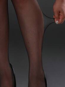 1pc 10D Sheer Black Elastic Tight Leggings, Slimming Women's Thin Tights, Cute Sexy Pantyhose, Fashionable Versatile For Daily Commute And Holiday Outfits, Suitable For Spring And Summer - Black - View 2