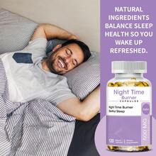 Night Burn Dietary Supplement For Men And Women - With Green Tea & White Kidney Bean - Supports Balanced Sleep Health - 120 Softgels - 1 瓶 - 查看 3