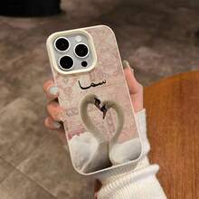 1pc TPU Material Elegant Pink Pattern Swan Arabic Decorative Pattern Phone Case Compatible With IPhone 17 Pro Max/17/16 Pro Max/15/13/12/11/ S20 FE/A15/S24/A55/ Note 11/Note 12/Note 13 Pro Full Coverage Shockproof Soft Shell Protective Cover - White - View 5