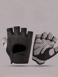 1 Pair Full Palm Weightlifting Gloves, Gym Gloves, Suitable For Gym, Cycling, Workout, Ultra-Lightweight, Unisex. - Black - View 4