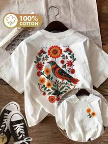 Casual Short-Sleeved, Round-Neck T-Shirt With Graphic Pattern, Perfect For Spring And Summer, Designed For Women. - 白色 - 查看 7