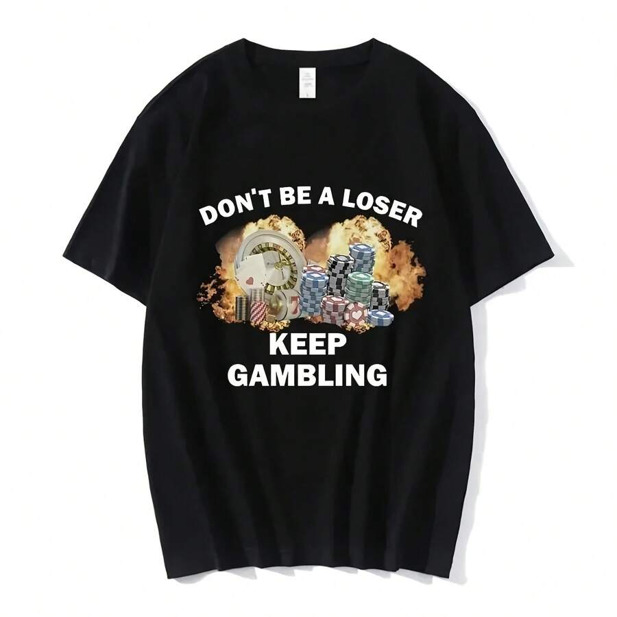 Don't Be A Loser, Take Another Shot! Funny Hip-Hop Women's T-Shirt, Comfortable Sleeve Casual Shorts, Plus Size - 彩色 - 查看 1