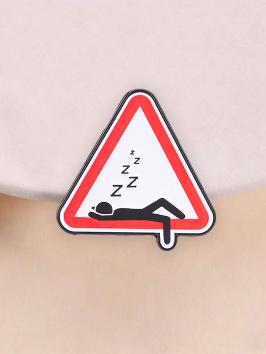 趣味睡眠警告標誌琺瑯胸針，「午睡請勿打擾」胸針，獨特禮物創意，適合幽默愛好者