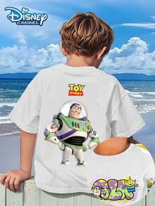 Disney Buzz Lightyear Fun Kids T-Shirt, TOY STORY, Buzz Lightyear, Aliens Graffiti, Fun And Versatile Top - 白色 - 查看 1