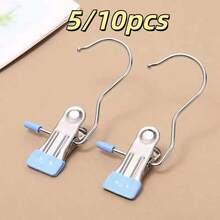 1/5/10pcs Premium Stainless Steel Clothes Clips, Adjustable Metal Pants Hangers With Clips, Portable Clothing Decorative Clips, Suitable For Home Storage, Home Decor, Room Decor, Travel Essentials And Back To School Essentials - Multicolor - View 18