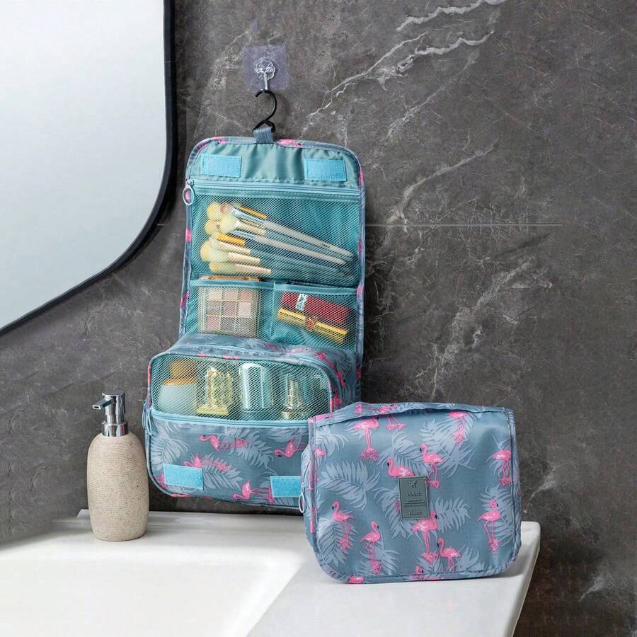 Bolsa de Aseo Colgante Creativa, Bolsa Organizadora de Cosméticos Colgante para Viajes, Bolsa de Almacenamiento Plegable de Mano, Regreso a la Escuela - Ver 1