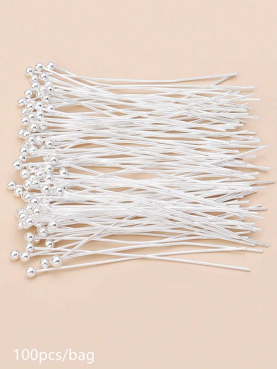 100pcs Head Pins For Jewelry Making - Silver - View 1