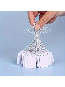 25/50/100pcs Blank Price Tags With String, White Paper Tags, Suitable For Wedding, Party, Scene Decoration, Jewelry Pricing - Jewelry Making Display And Packaging Supplies - Label - View 3