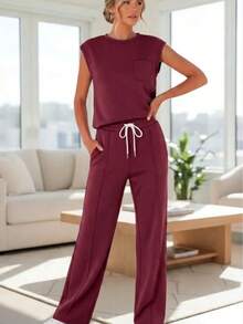 Women's Basic Pants And Blouse Set With Bag - Comfortable And High Quality - Came - View 2
