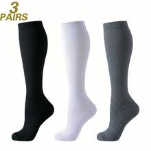 1/3/4/6/8 Pairs Black Beige White Blue Grey Sports Running Cycling Compression Socks, Unisex Circulation Running Nurse Socks - Multicolor - View 23