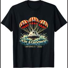 Artemis II Orion Moon Mission Splashdown Unisex T-Shirt - Black - View 1