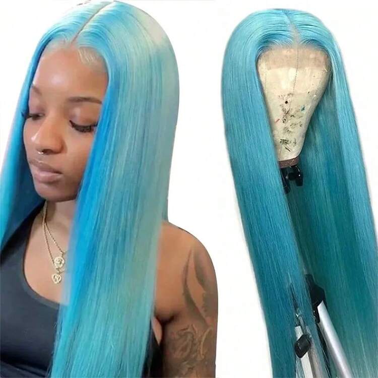 Blended Lace Wigs - Light Blue Color - View 2