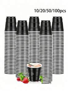 10/20/50/100個迷你杯，適用於調酒、飲料…品嚐，易清洗可重複使用黑色迷你杯，適合烈酒、調酒、果汁和醬料，完美適用於任何派對、派對遊戲、派對拍照、節日和慶祝活動 - 多色 - 查看 1