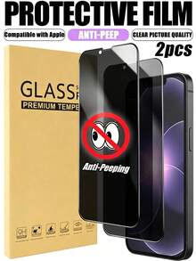 2片裝隱私防窺全螢幕鋼化玻璃保護貼，相容 iPhone 17 17Pro 17Promax 17Air 16 15 14 13 12 11 Pro Promax Plus 全螢幕手機保護膜 - 黑色 - 查看 11
