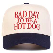 1頂女款 BAD DAY TO BE A HOTDOG 卡車司機帽，個性化字母刺繡棒球帽，街頭時尚五片式帽子，戶外防曬休閒帽，適合春秋旅行與海邊度假 - 彩色 - 查看 8