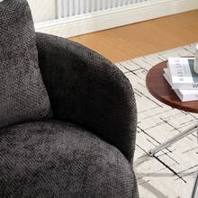 30" Living Room Rotating Decorative Chair(1PC), 360 ° Rotatable Bucket Shaped Sofa Chair, Chenille Armchair,Extra Super Soft Pillows As A Gift,Ergonomic Design,Suitable For Various Scenarios Such As Living Rooms, Bedrooms, Balconies, Etc - 深灰色-可旋轉裝飾椅+抱枕-雪尼爾 - 查看 5
