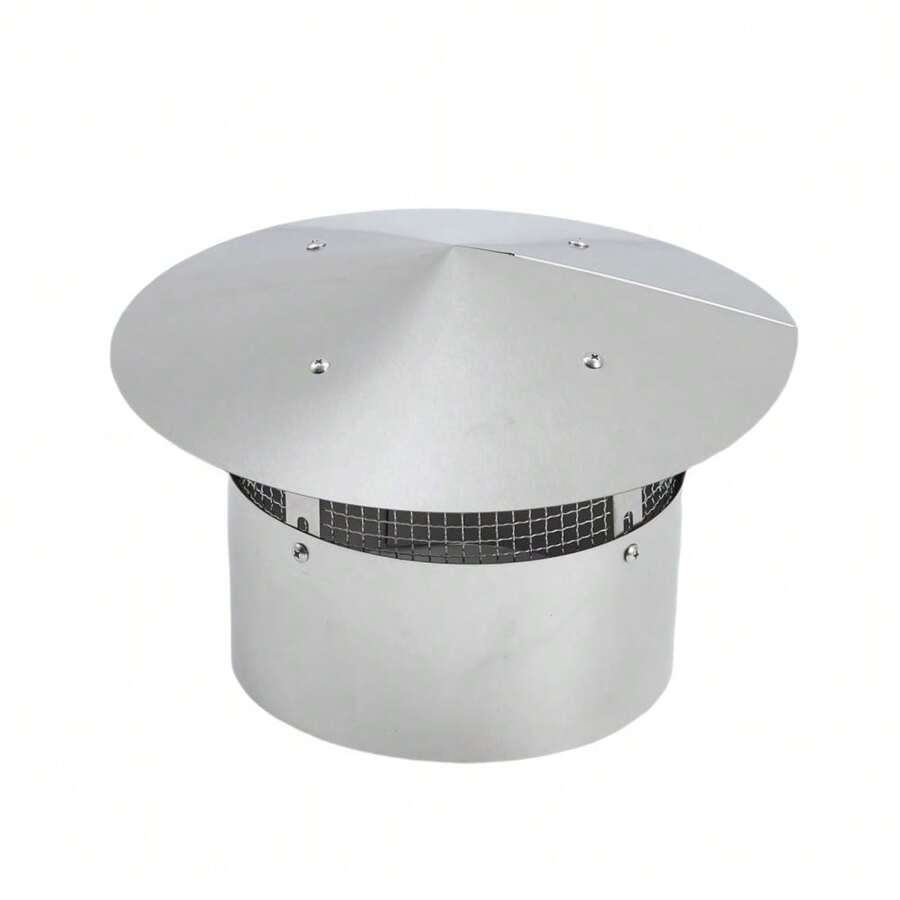 Heavy Duty Roof Vent Cap With Damper 6 Inch Removable Galvanized Steel Chimney Cover, Mesh Screen, Rust-Resistant, All-Weather Protection, Easy Installation, Ideal For Home Ventilation, Fireplace - Silver 7-8inch - View 1