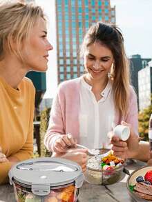 Round Divided Bento Box, Lunch Box - With Cutlery Set, School Lunch Box, Microwave (Remove Lid). Lunch Bag, Suitable For Office, School And Home Use. Back To School, Picnic, Easy To Clean - Multicolor - View 12