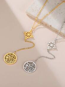 LIKGREAT 1pc Double Amulet Protection Necklace Knot Pentagram Four-Character Stainless Steel Protective Jewelry Wholesale - Fashion Series - View 5