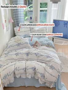 Bộ chăn ga gối đệm Hàn Quốc 4 món/bộ, gồm 1 vỏ chăn, 1 ga trải giường, 2 vỏ gối (không có ruột bên trong) - Màu xanh lam - Xem 14