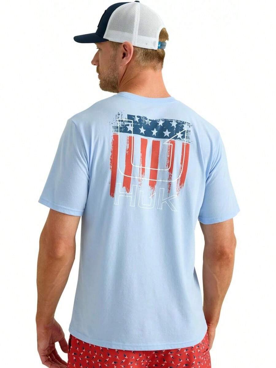 HUK Mens Fishing Graphic Tee, Performance Short Sleeve, Quick-Dry - Blue 2 - View 1