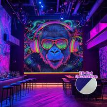 Neon Party Glow Tapestry - A UV-Reactive Wall Decor Suitable For Black Light Parties, Festivals And Events - Featuring Colorful And Designs That Can Light Up Any Area. - Multicolor - View 6