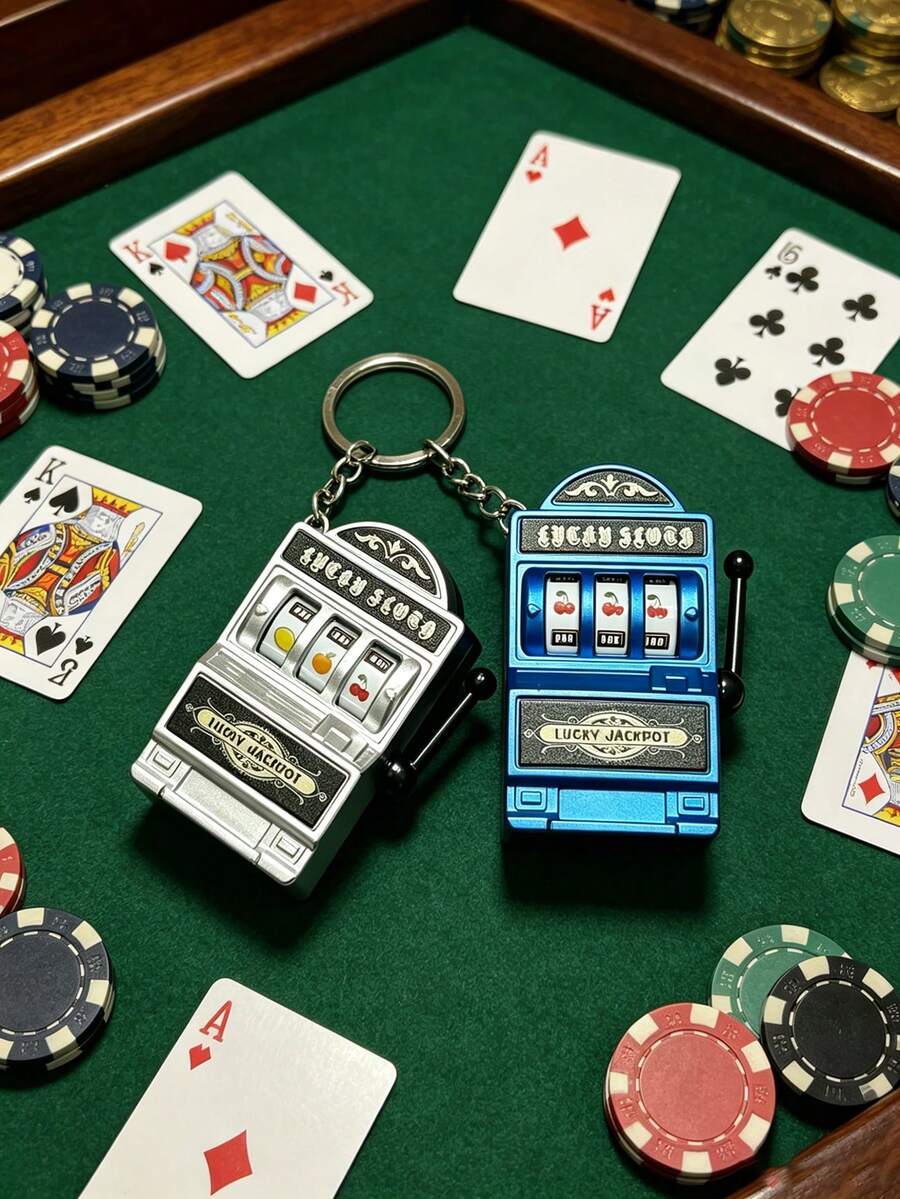 Mini Fruit Slot Machine Keychain, Creative Handheld Game Fidget Toy, Stress Relief Lucky Charm Pendant For Bag Backpack, Novelty Party Gift - Multicolor - View 1