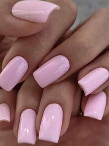240pcs White And Pink Press On Nails Short Medium Square Wearable Fake Nails Tips Full Cover False Nails Finger Decoration Office Daily Wear False Nails DIY - 彩色 - 查看 3
