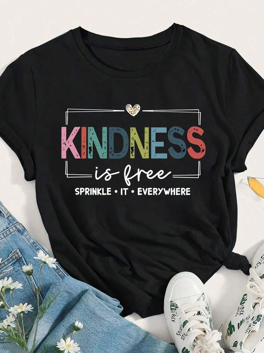 This Piece Features Colorful Prints Of The Words KINDNESS And The Slogan SPRINKLE IT EVERYWHERE - Unisex. ECM9 - Black - View 1