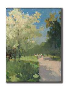 1/4pcs Adult Beginner DIY Handmade Number Painting Set, Spring Landscape Canvas Painting, Oil And Acrylic Number Fill-In, Unframed (40*50cm/16*20in) - A - View 11