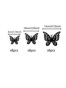 24pcs/Set 3D Double Layer Butterfly Wall Stickers, Modern Style Butterfly Decals, Self-Adhesive Wall Stickers, Party Decoration, Suitable For Living Room And Bedroom - A - View 4