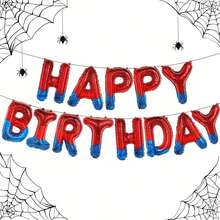 13pcs 16-Inch Spider Theme Happy Birthday Banner Party Decoration Balloons Letter Sign Party Supplies Aluminum Foil Balloons - View 4