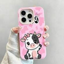 Tema de vaca negra, blanca y rosafunda de teléfono Fundas compatibles con ,Apple,VIVO,OPPO,,, y Honor.Fabricadas en silicona TPU,ofrecen protección contra golpes y caídas. - Rosa - Ver 1