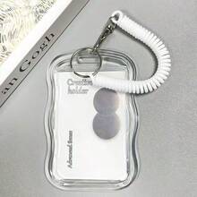 Wavy Transparent Card Holder With Star Keychain And Anti-Drop Cord - Blue - View 3